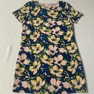 J Crew Floral Short Sleeve Lined Shift Dress Size 6